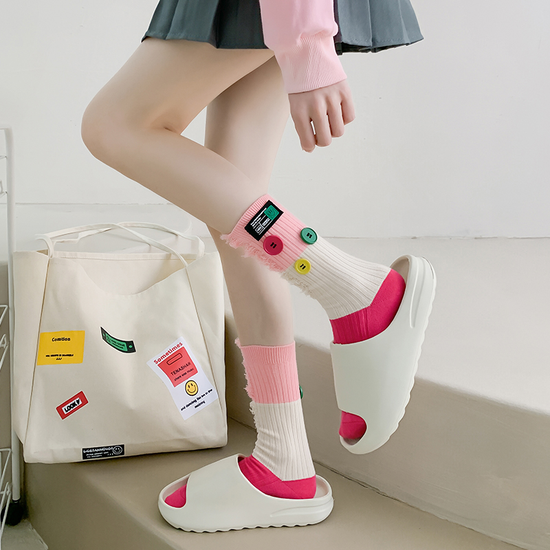 Calcetines color block con botones